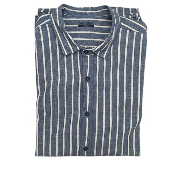 intimissimi Other - INTIMISSIMI Uomo Blue Striped Linen/Cotton Button Up Shirt XL